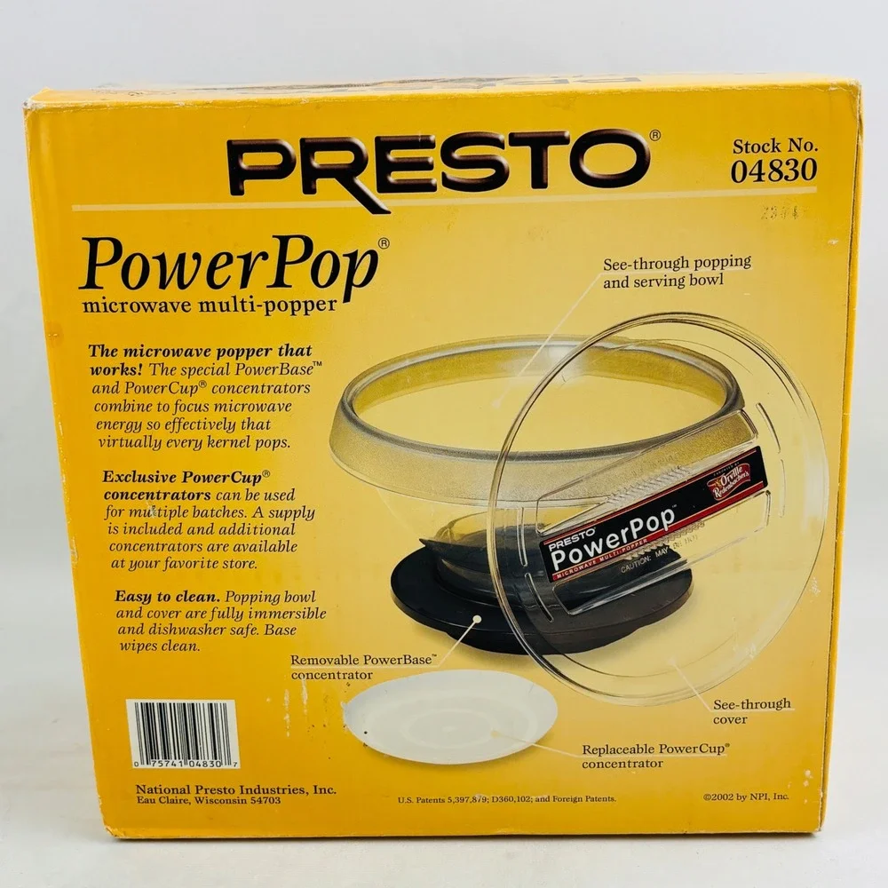 Presto PowerPop Microwave‎ Multi-Popper Popcorn Maker Orville Redenbacher 04830